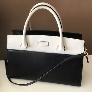 Kate Spade Grove Street Caley Black White Leather Crossbody Handbag Purse